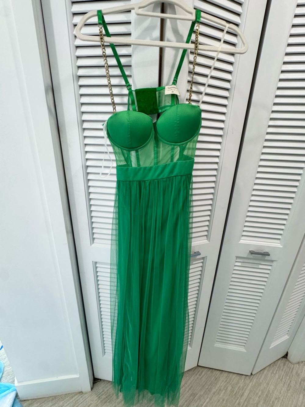 NanaMacs Green Tulle Bustier Maxi Dress
